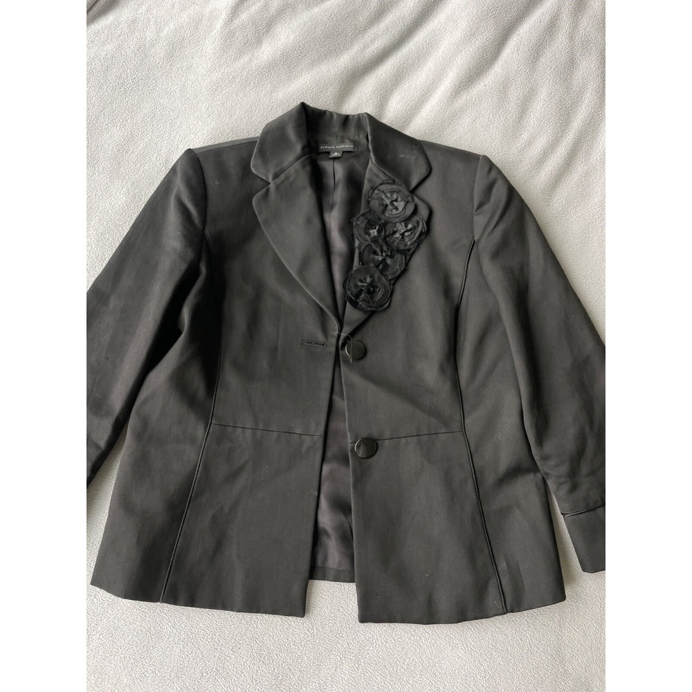 Banana Republic Jacket Womens 8 Black Blazer Floral Applique‎ Dressy Stretch